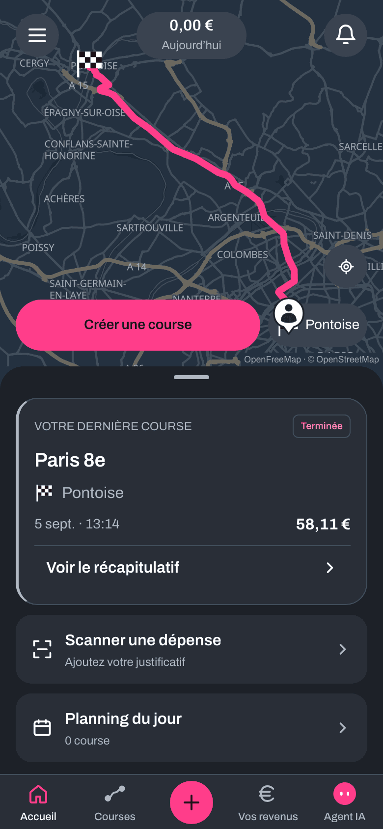 Accueil actuel de VTCentral sur le compte de démonstration, avec des données fictives.